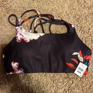Athleta Purple Flowered Sports Bra, Size M